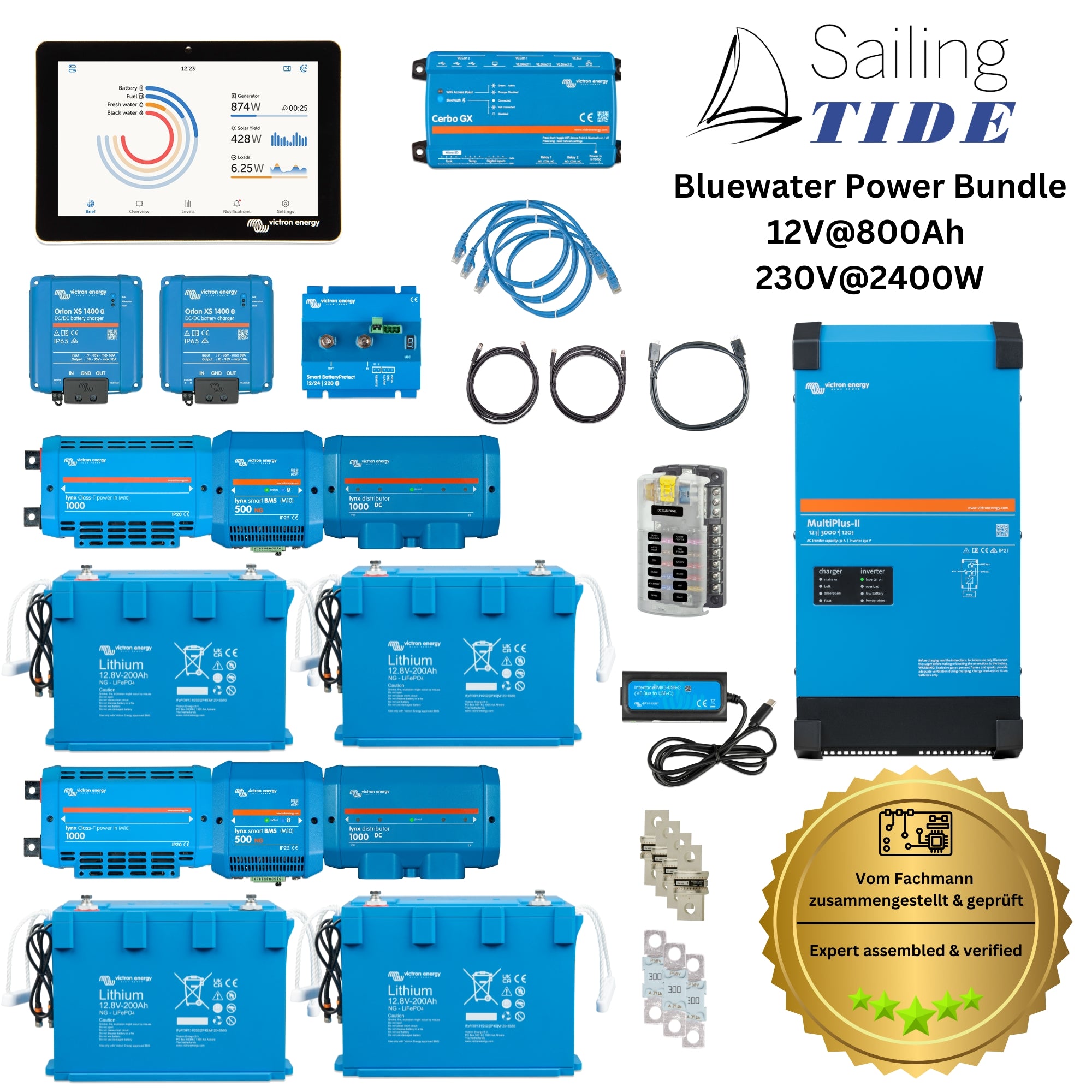 Bluewater Power Bundle • 12V@800Ah / 230V@2400W • Premium