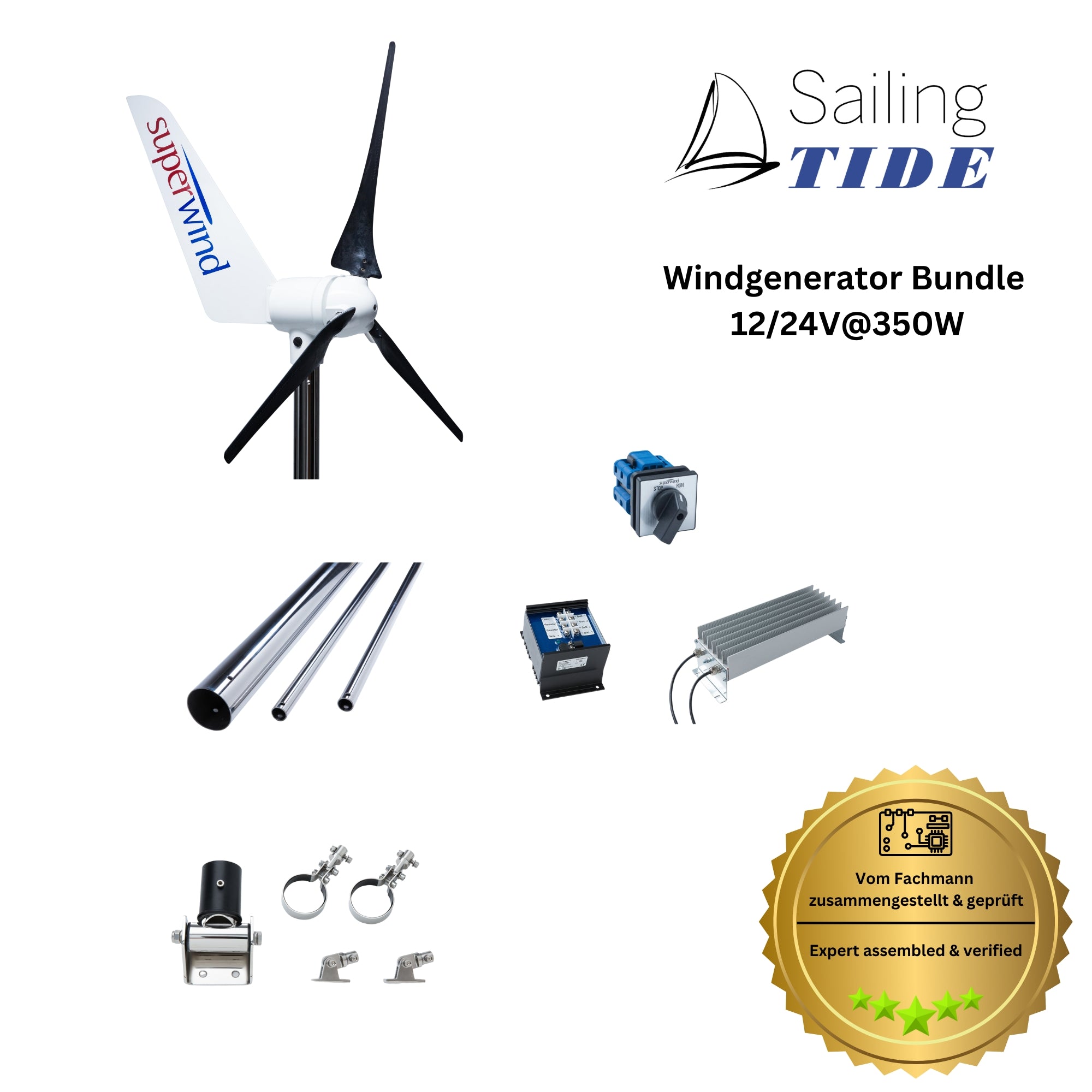 Windgenerator Bundle • 12/24V@350W • Superwind