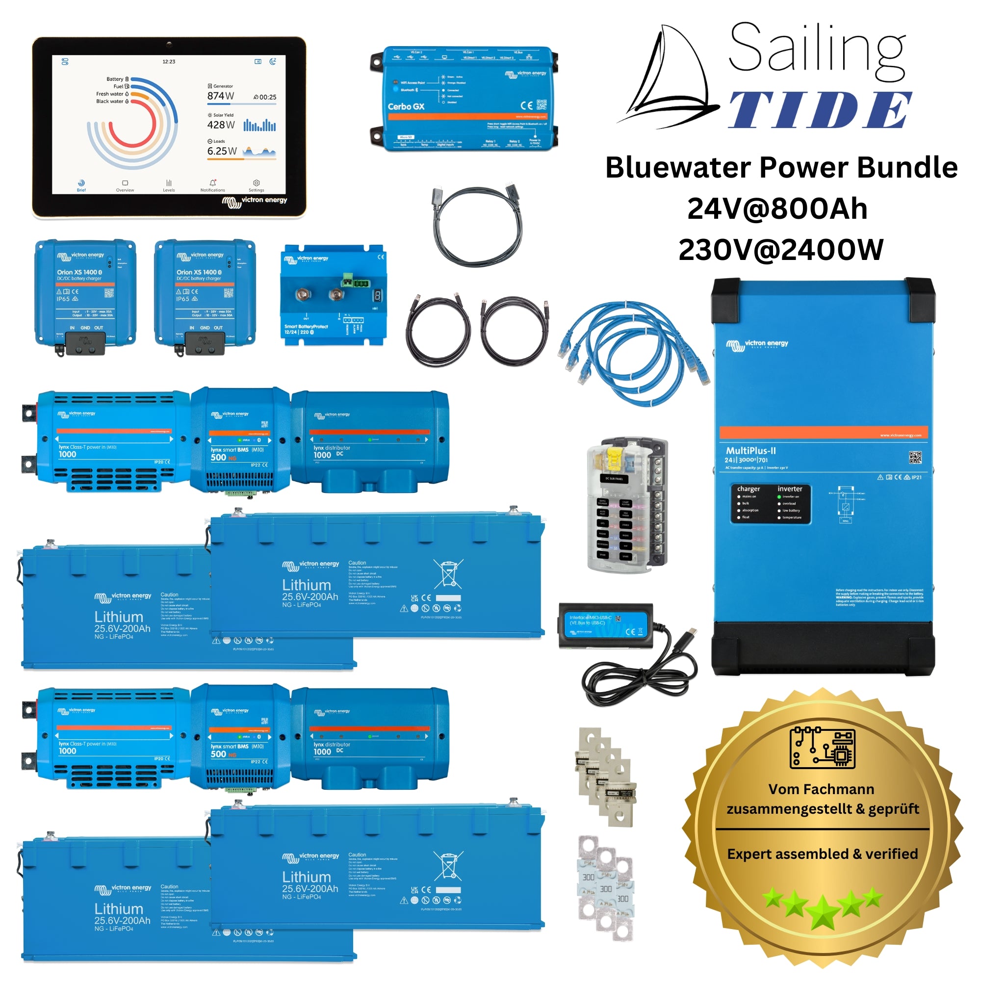 Bluewater Power Bundle • 24V@800Ah / 230V@2400W • Premium